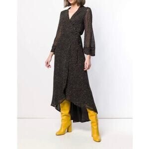 NWT GANNI Mullin Georgette Floral Crepe Wrap Dress Size S